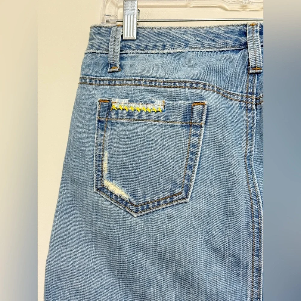 GAP Y2K Denim Mini Skirt Embroidered Appliqué Jeans Blue Cotton Size 10